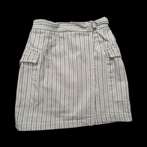 🐝 Striped Gray Denim Mini Skirt